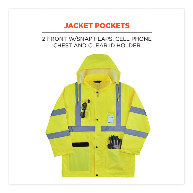 ergodyne® GloWear 8376K Lightweight HV Rain Suit, Large, Lime, Ships in 1-3 Business Days (EGO25434) Each