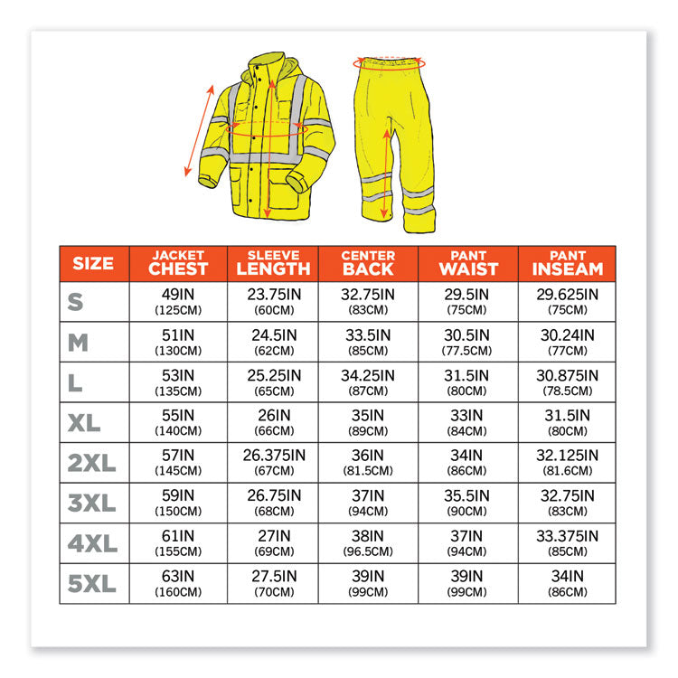 ergodyne® GloWear 8376K Lightweight HV Rain Suit, Large, Lime, Ships in 1-3 Business Days (EGO25434) Each