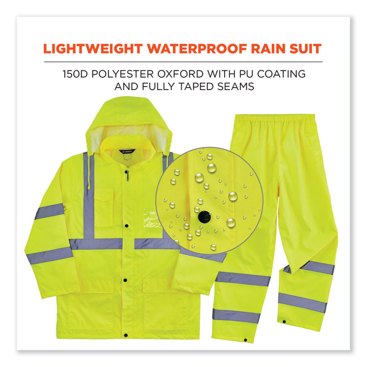 ergodyne® GloWear 8376K Lightweight HV Rain Suit, X-Large, Lime, Ships in 1-3 Business Days (EGO25435) Each
