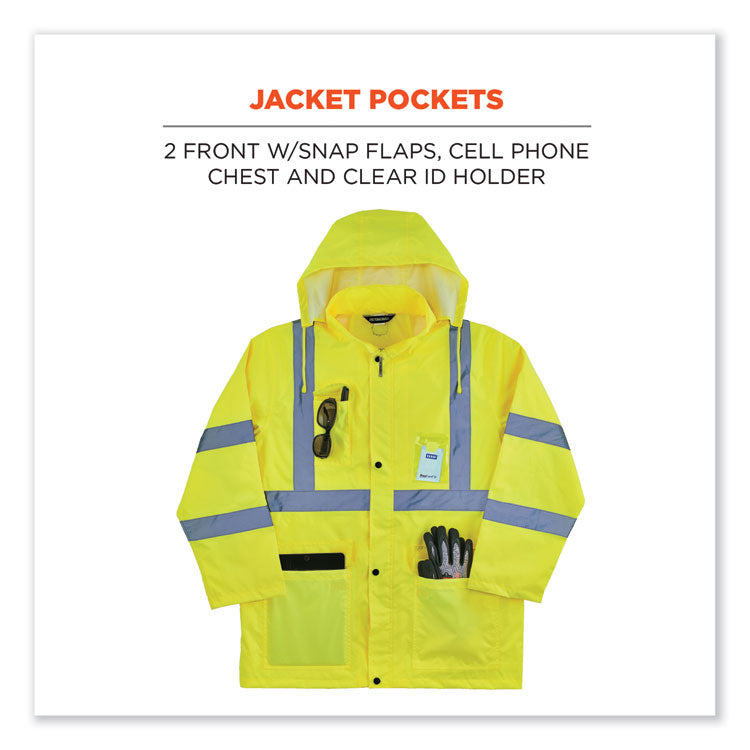 ergodyne® GloWear 8376K Lightweight HV Rain Suit, X-Large, Lime, Ships in 1-3 Business Days (EGO25435) Each
