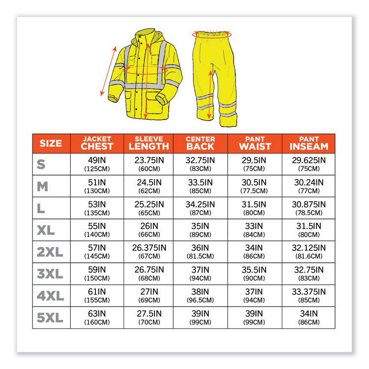 ergodyne® GloWear 8376K Lightweight HV Rain Suit, X-Large, Lime, Ships in 1-3 Business Days (EGO25435) Each