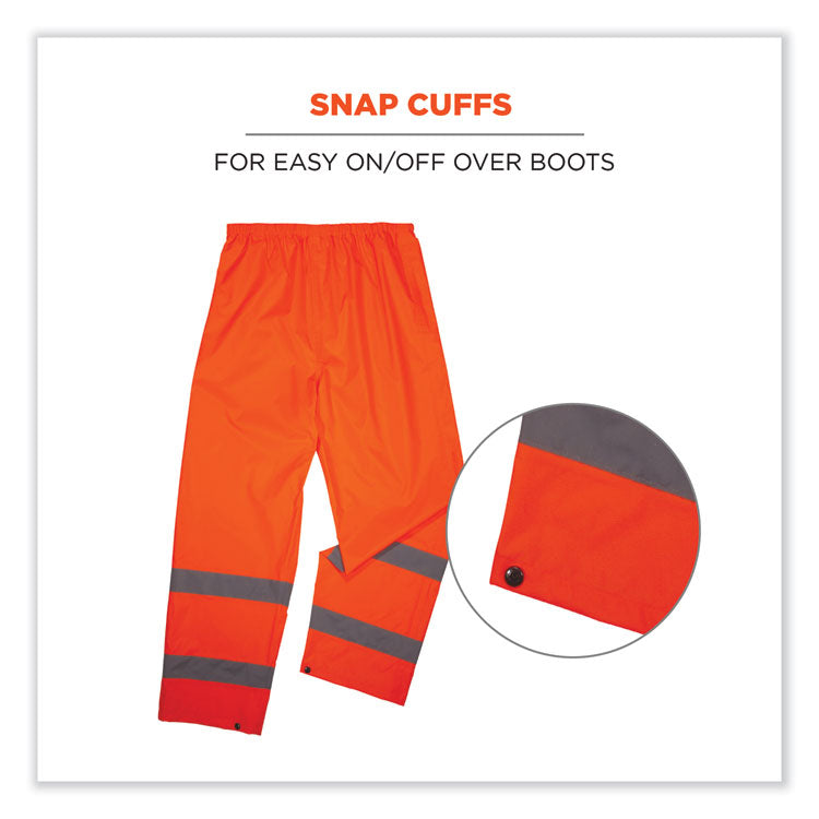 ergodyne® GloWear 8916 Class E Lightweight Hi-Vis Rain Pants, 3X-Large, Orange, Ships in 1-3 Business Days (EGO25447) Each