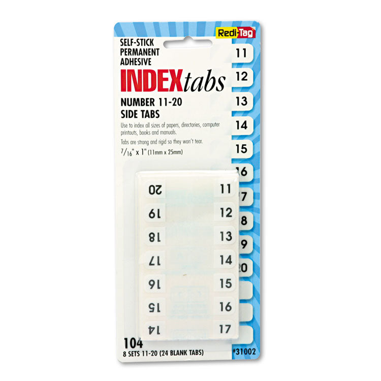Redi-Tag® Legal Index Tabs, Preprinted Numeric: 11 to 20, 1/12-Cut, White, 0.44" Wide, 104/Pack (RTG31002) Box of 104