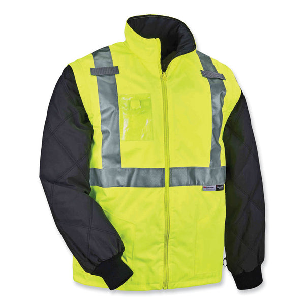 ergodyne® GloWear 8287 Class 2 Hi-Vis Jacket with Removable Sleeves, Medium, Lime, Ships in 1-3 Business Days (EGO25493) Each