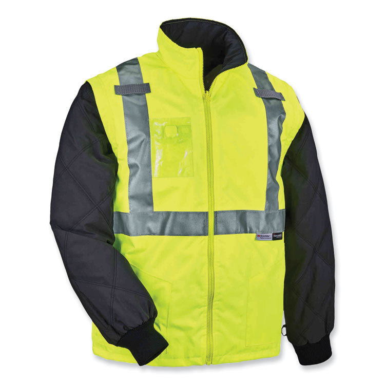 ergodyne® GloWear 8287 Class 2 Hi-Vis Jacket with Removable Sleeves, Large, Lime, Ships in 1-3 Business Days (EGO25494) Each