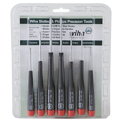 Wiha Tools 7-Piece Precision Screwdriver Set, 4 slotted, 3 Phillips, Steel Alloy Blade (817-26190) 1 Set