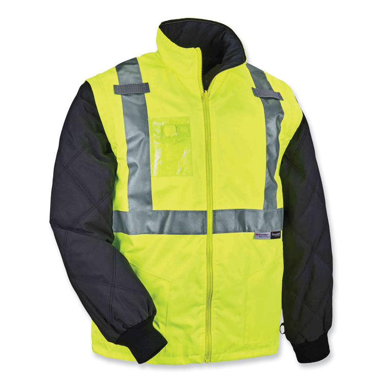 ergodyne® GloWear 8287 Class 2 Hi-Vis Jacket with Removable Sleeves, 5X-Large, Lime, Ships in 1-3 Business Days (EGO25499) Each