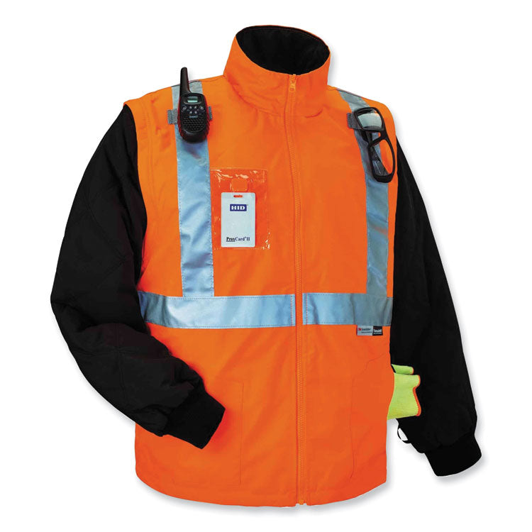 ergodyne® GloWear 8287 Class 2 Hi-Vis Jacket with Removable Sleeves, X-Large, Orange, Ships in 1-3 Business Days (EGO25515) Each