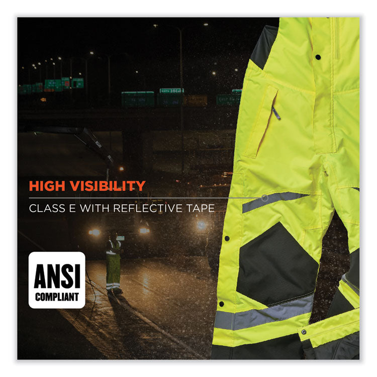 ergodyne® GloWear 8928 Class E Hi-Vis Insulated Bibs, Large, Lime, Ships in 1-3 Business Days (EGO25524) Each