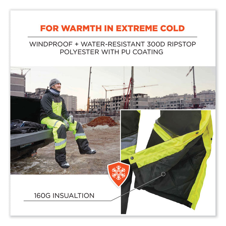 ergodyne® GloWear 8928 Class E Hi-Vis Insulated Bibs, 4X-Large, Lime, Ships in 1-3 Business Days (EGO25528) Each