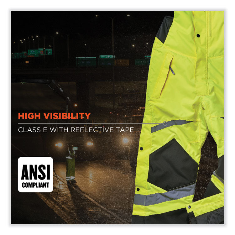 ergodyne® GloWear 8928 Class E Hi-Vis Insulated Bibs, 4X-Large, Lime, Ships in 1-3 Business Days (EGO25528) Each