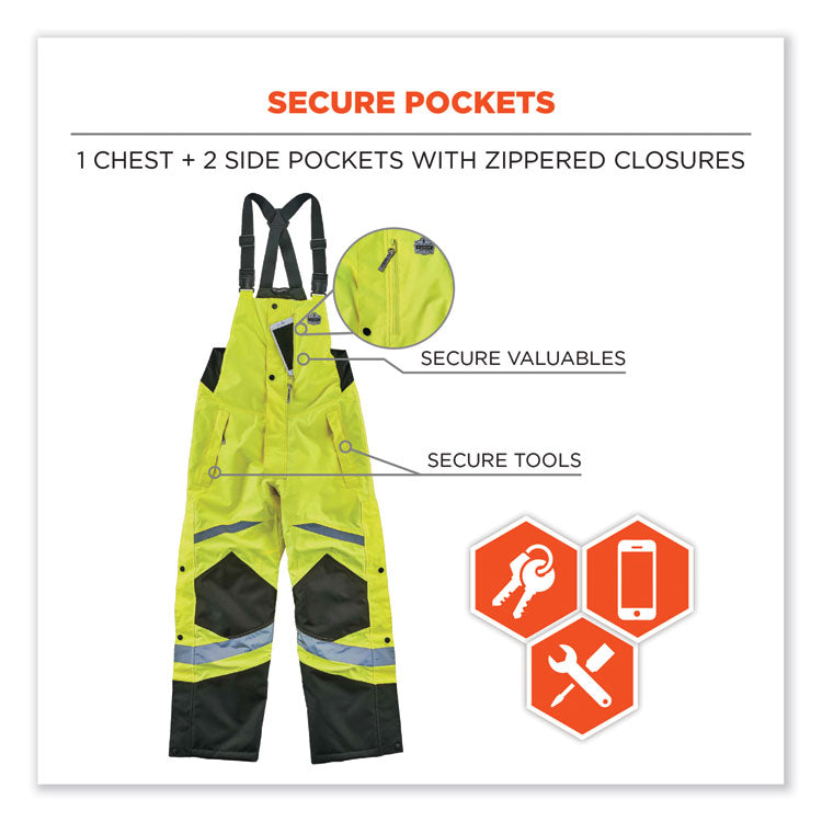 ergodyne® GloWear 8928 Class E Hi-Vis Insulated Bibs, 4X-Large, Lime, Ships in 1-3 Business Days (EGO25528) Each