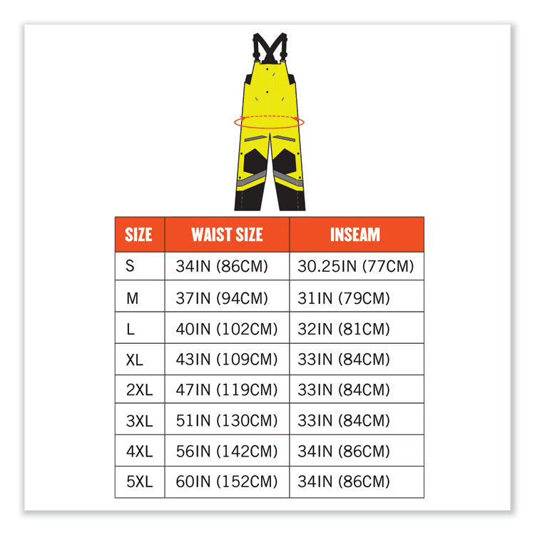 ergodyne® GloWear 8928 Class E Hi-Vis Insulated Bibs, 4X-Large, Lime, Ships in 1-3 Business Days (EGO25528) Each