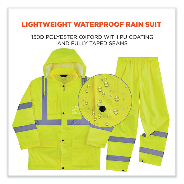 ergodyne® GloWear 8376K Lightweight HV Rain Suit, 2X-Large, Lime, Ships in 1-3 Business Days (EGO25436) Each
