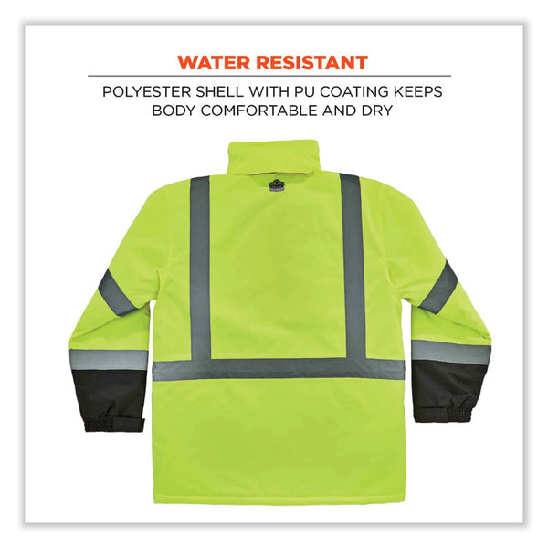 ergodyne® GloWear 8384 Class 3 Hi-Vis Quilted Thermal Parka, 5X-Large, Lime, Ships in 1-3 Business Days (EGO25569) Each