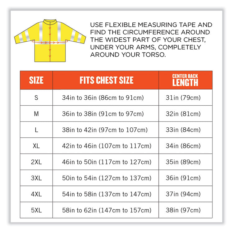 ergodyne® GloWear 8384 Class 3 Hi-Vis Quilted Thermal Parka, 5X-Large, Lime, Ships in 1-3 Business Days (EGO25569) Each