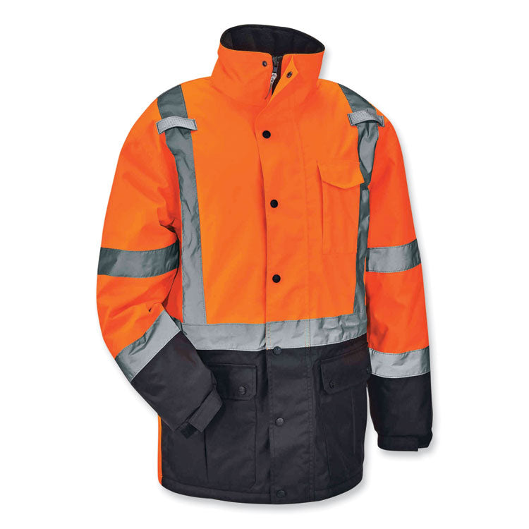 ergodyne® GloWear 8384 Class 3 Hi-Vis Quilted Thermal Parka, Medium, Orange, Ships in 1-3 Business Days (EGO25573) Each