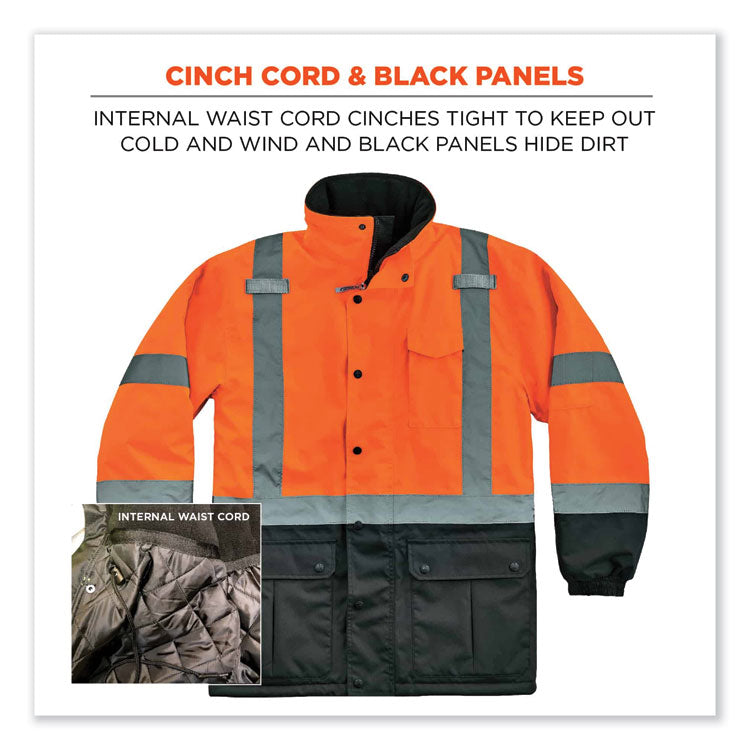 ergodyne® GloWear 8384 Class 3 Hi-Vis Quilted Thermal Parka, Large, Orange, Ships in 1-3 Business Days (EGO25574) Each