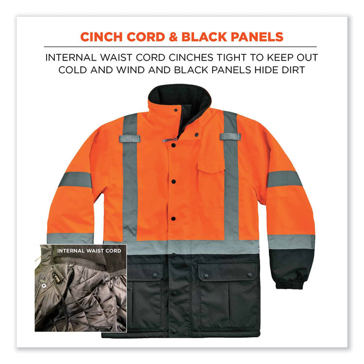 ergodyne® GloWear 8384 Class 3 Hi-Vis Quilted Thermal Parka, X-Large, Orange, Ships in 1-3 Business Days (EGO25575) Each