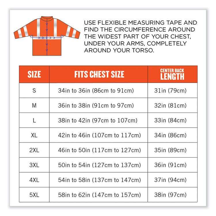 ergodyne® GloWear 8384 Class 3 Hi-Vis Quilted Thermal Parka, 2X-Large, Orange, Ships in 1-3 Business Days (EGO25576) Each
