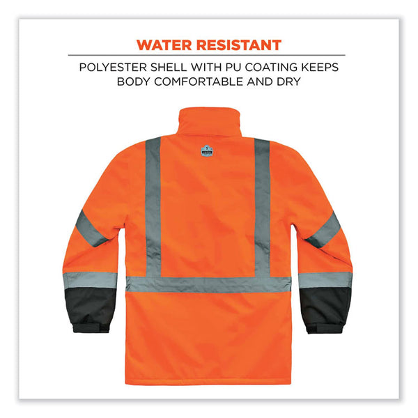 ergodyne® GloWear 8384 Class 3 Hi-Vis Quilted Thermal Parka, 5X-Large, Orange, Ships in 1-3 Business Days (EGO25579) Each