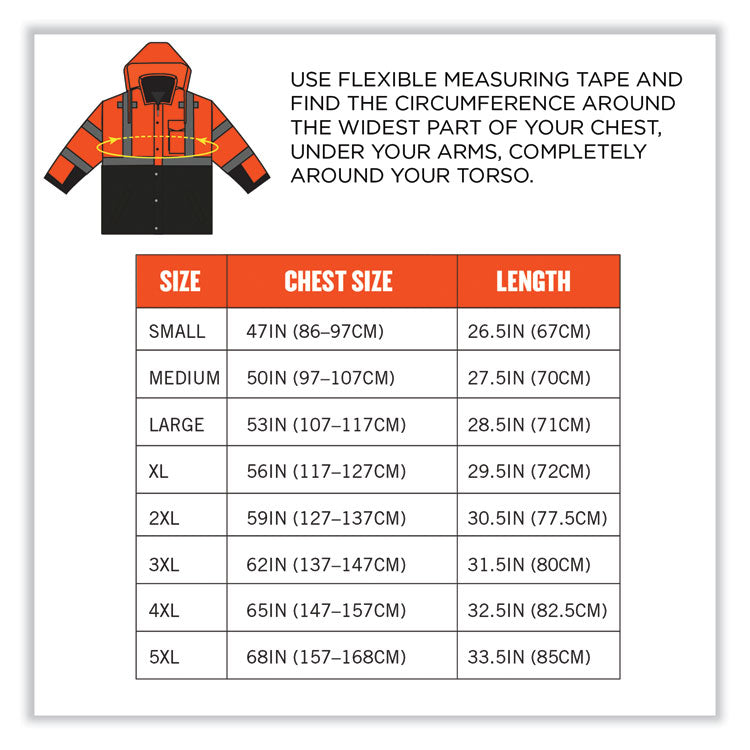 ergodyne® GloWear 8381 Class 3 Hi-Vis 4-in-1 Quilted Bomber Jacket, Orange, 3X-Large, Ships in 1-3 Business Days (EGO25587) Each