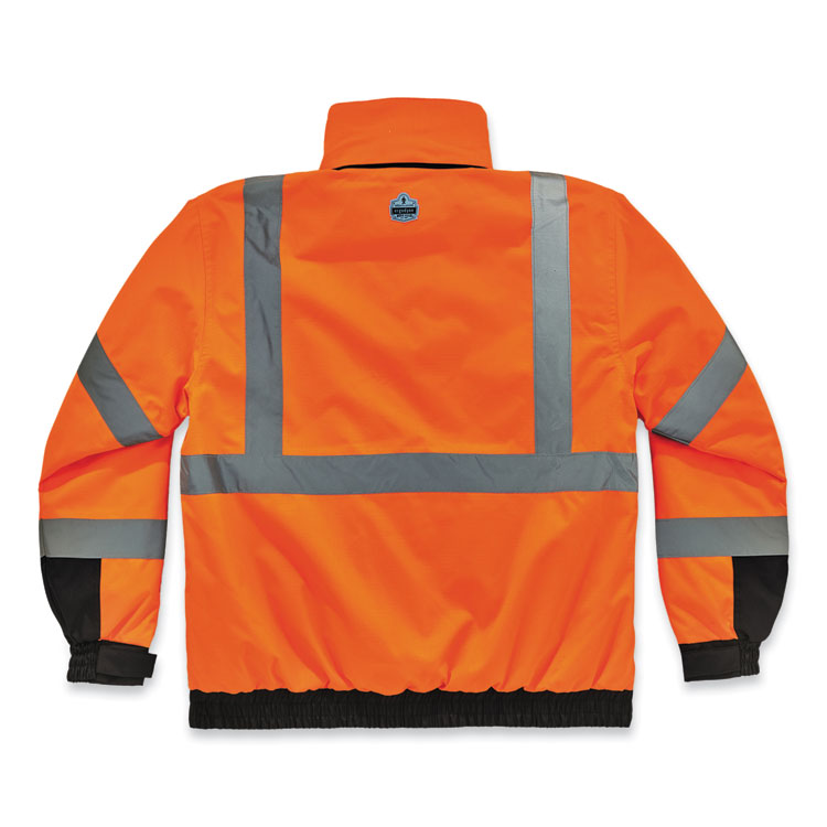 ergodyne® GloWear 8381 Class 3 Hi-Vis 4-in-1 Quilted Bomber Jacket, Orange, 5X-Large, Ships in 1-3 Business Days (EGO25589) Each