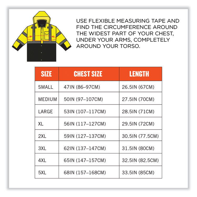 ergodyne® GloWear 8381 Class 3 Hi-Vis 4-in-1 Quilted Bomber Jacket, Lime, X-Large, Ships in 1-3 Business Days (EGO25595) Each