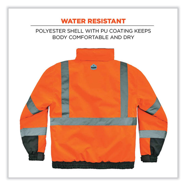 ergodyne® GloWear 8377 Class 3 Hi-Vis Quilted Bomber Jacket, Orange, Small, Ships in 1-3 Business Days (EGO25612) Each