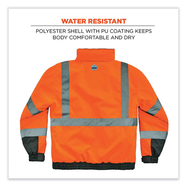 ergodyne® GloWear 8377 Class 3 Hi-Vis Quilted Bomber Jacket, Orange, Medium, Ships in 1-3 Business Days (EGO25613) Each
