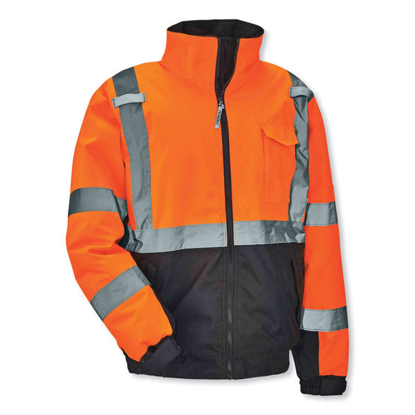 ergodyne® GloWear 8377 Class 3 Hi-Vis Quilted Bomber Jacket, Orange, X-Large, Ships in 1-3 Business Days (EGO25615) Each