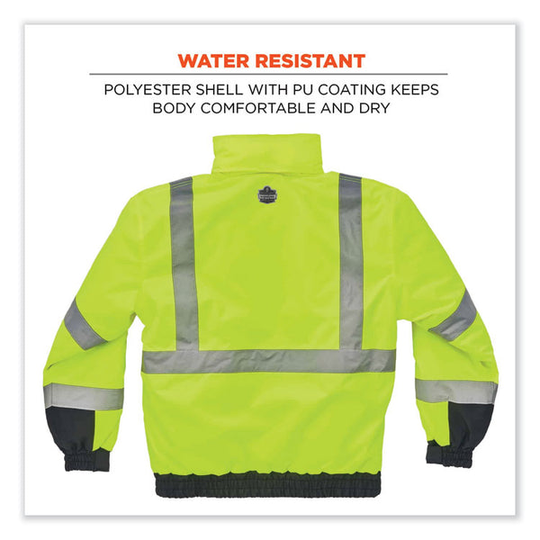 ergodyne® GloWear 8377 Class 3 Hi-Vis Quilted Bomber Jacket, Lime, 3X-Large, Ships in 1-3 Business Days (EGO25627) Each