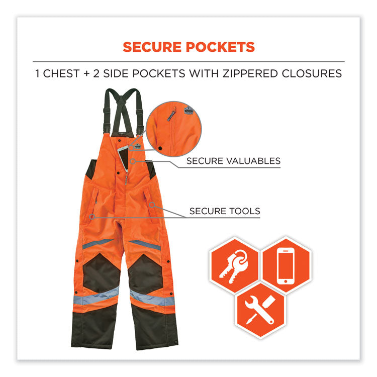 ergodyne® GloWear 8928 Class E Hi-Vis Insulated Bibs, 3X-Large, Orange, Ships in 1-3 Business Days (EGO25637) Each