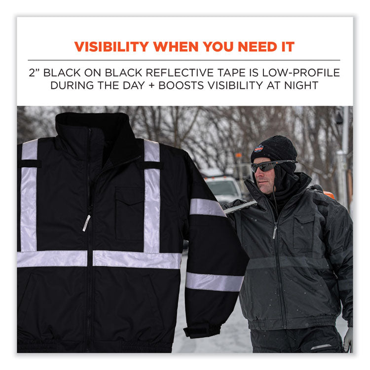 ergodyne® GloWear 8377EV Non-Certified Hi-Vis Quilted Bomber Jacket, Black, 2X-Large, Ships in 1-3 Business Days (EGO25646) Each