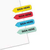 Redi-Tag® Mini Arrow Page Flags, "Sign Here", Blue/Mint/Red/Yellow, 126 Flags/Pack (RTG72020) Pack of 126