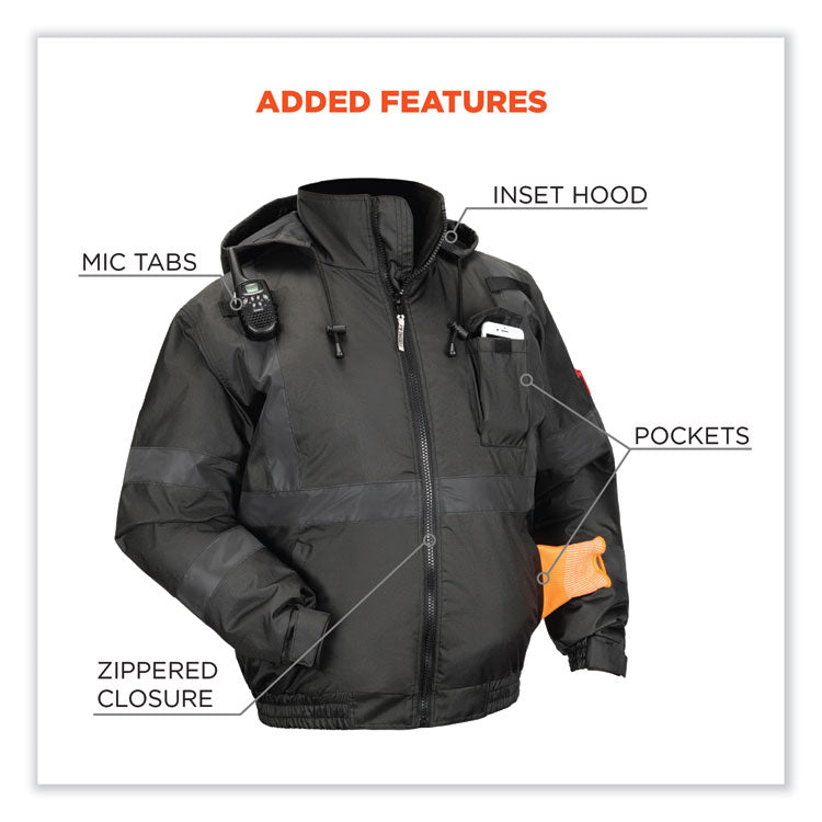 ergodyne® GloWear 8377EV Non-Certified Hi-Vis Quilted Bomber Jacket, Black, 3X-Large, Ships in 1-3 Business Days (EGO25647) Each