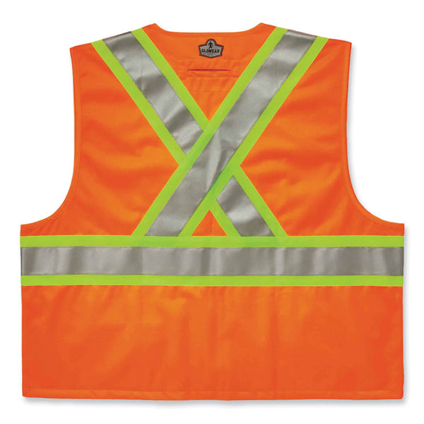 ergodyne® GloWear 8235ZX Class 2 Two-Tone X-Back Vest, Polyester, Large/X-Large, Orange, Ships in 1-3 Business Days (EGO26185) Each