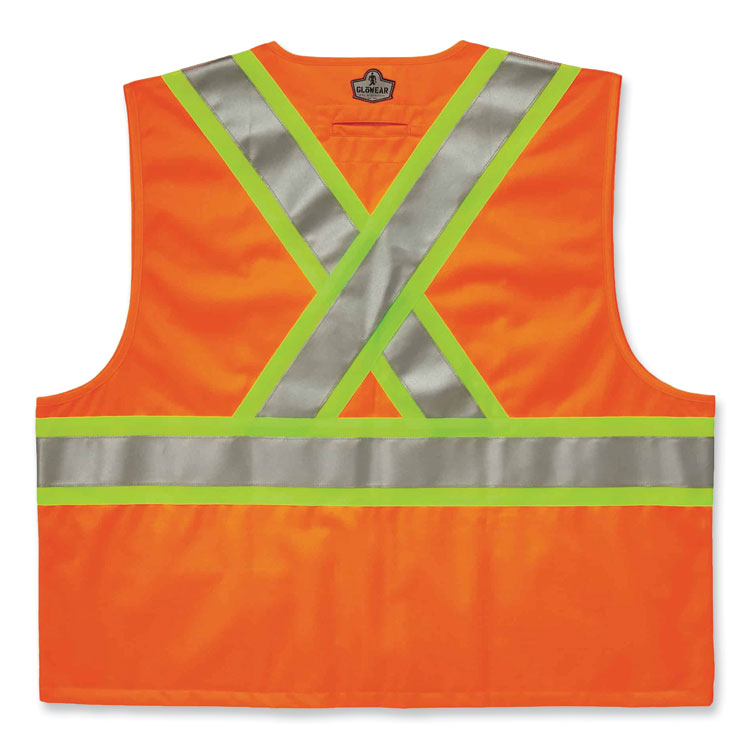 ergodyne® GloWear 8235ZX Class 2 Two-Tone X-Back Vest, Polyester, Large/X-Large, Orange, Ships in 1-3 Business Days (EGO26185) Each
