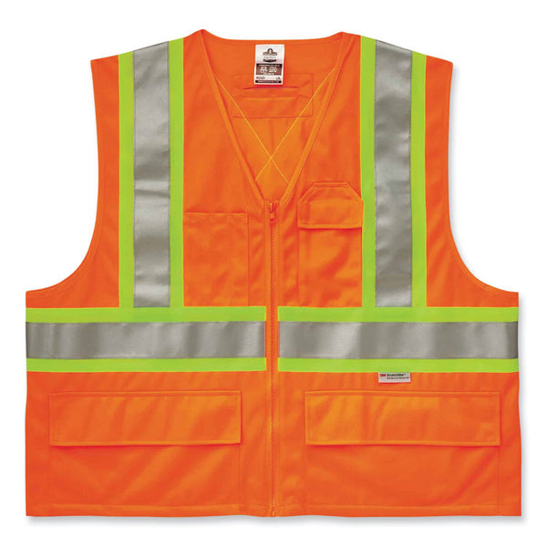 ergodyne® GloWear 8235ZX Class 2 Two-Tone X-Back Vest, Polyester, 2X-Large/3X-Large, Orange, Ships in 1-3 Business Days (EGO26187) Each