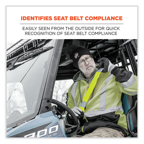 ergodyne® GloWear 8004 Hi-Vis Seat Belt Cover, 6" x 18.5", Lime, Ships in 1-3 Business Days (EGO29043) Each