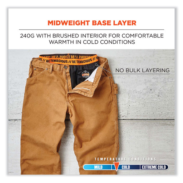 ergodyne® N-Ferno 6480 Midweight Base Layer Pants - 240 g, Large, Black, Ships in 1-3 Business Days (EGO40804) Each