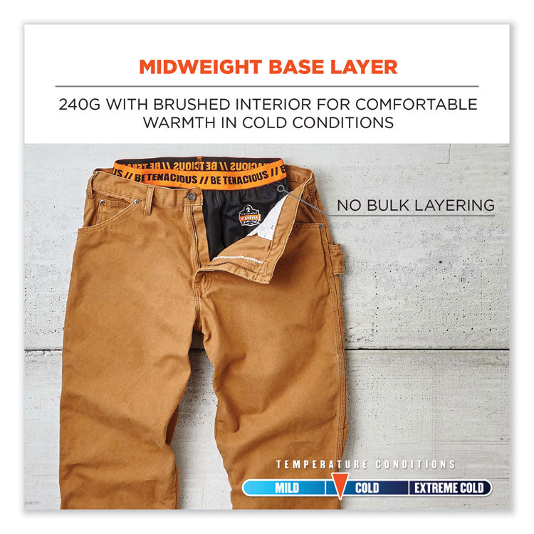 ergodyne® N-Ferno 6480 Midweight Base Layer Pants - 240 g, X-Large, Black, Ships in 1-3 Business Days (EGO40805) Each