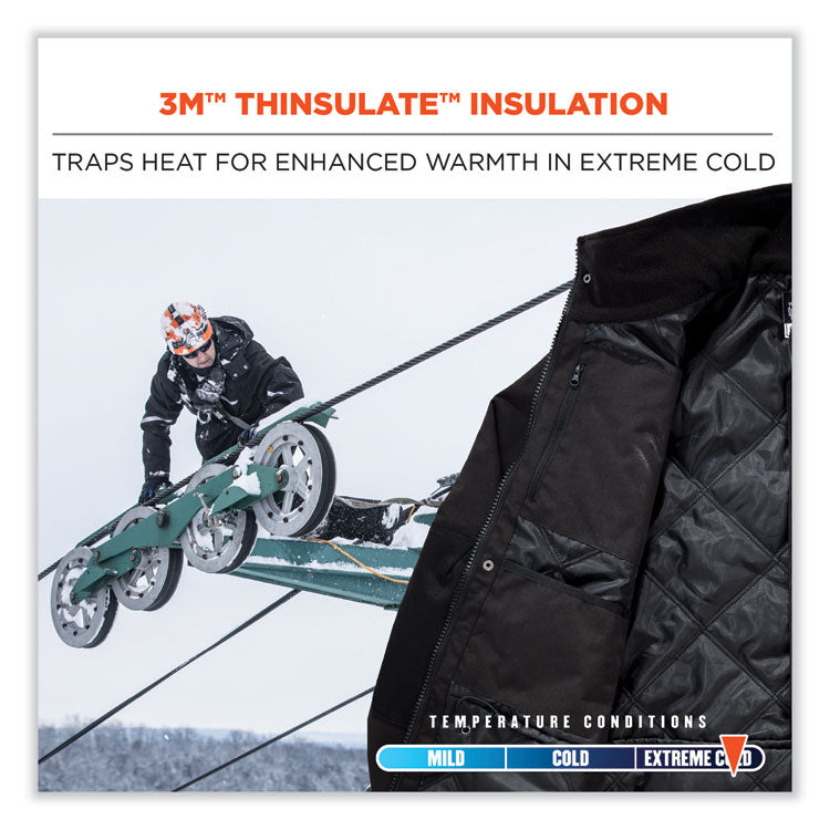 ergodyne® N-Ferno 6466 Thermal Jacket with 500D Nylon Shell, Medium, Black, Ships in 1-3 Business Days (EGO41113) Each