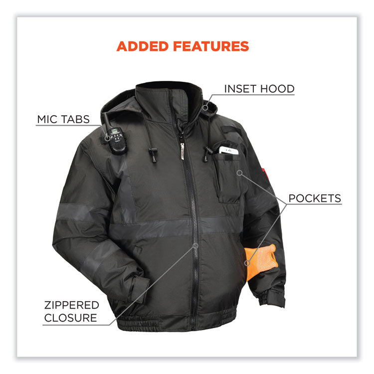 ergodyne® GloWear 8377EV Non-Certified Hi-Vis Quilted Bomber Jacket, Black, Large, Ships in 1-3 Business Days (EGO25644) Each