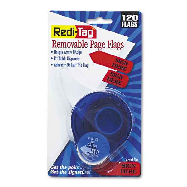 Redi-Tag® Arrow Message Page Flags in Dispenser, "Sign Here", Red, 120 Flags/Pack (RTG81024) Pack of 120