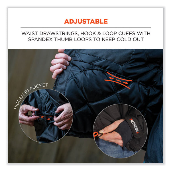 ergodyne® N-Ferno 6466 Thermal Jacket with 500D Nylon Shell, Small, Black, Ships in 1-3 Business Days (EGO41112) Each