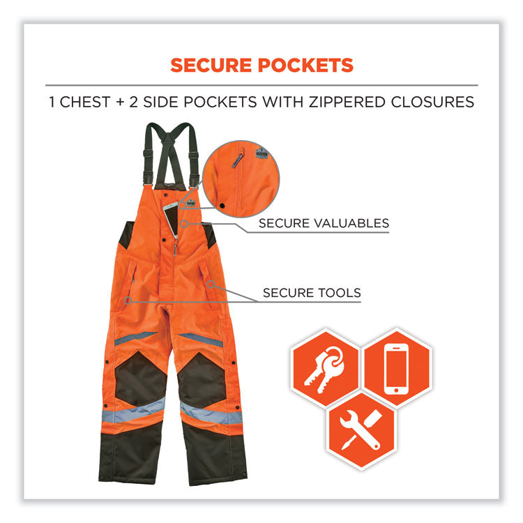 ergodyne® GloWear 8928 Class E Hi-Vis Insulated Bibs, 2X-Large, Orange, Ships in 1-3 Business Days (EGO25636) Each