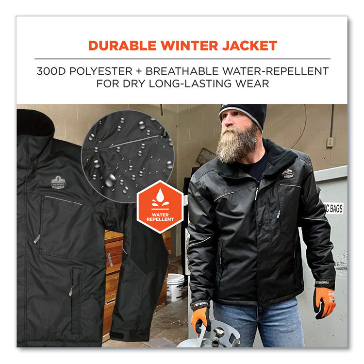 ergodyne® N-Ferno 6467 Winter Work Jacket with 300D Polyester Shell, X-Large, Black, Ships in 1-3 Business Days (EGO41125) Each