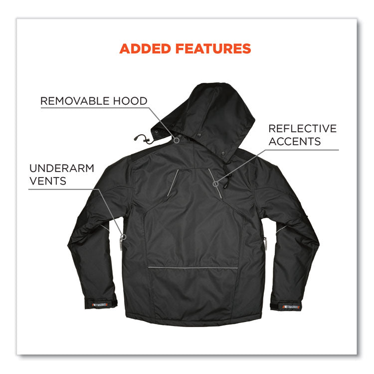 ergodyne® N-Ferno 6467 Winter Work Jacket with 300D Polyester Shell, 2X-Large, Black, Ships in 1-3 Business Days (EGO41126) Each
