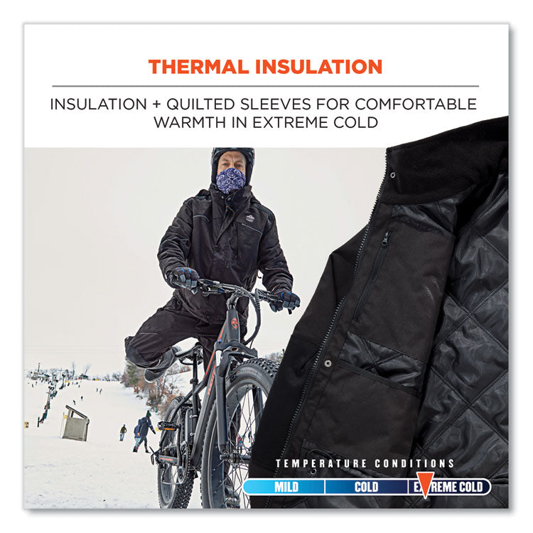 ergodyne® N-Ferno 6467 Winter Work Jacket with 300D Polyester Shell, 4X-Large, Black, Ships in 1-3 Business Days (EGO41128) Each